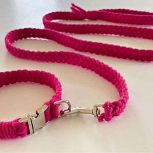 Vibrant Pink Dog Collar and Leash Set